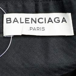 Pre Owned Balenciaga Black Stretch Wool Cropped Wide Leg Trousers L