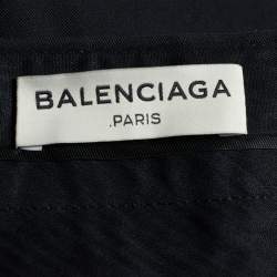 Pre Owned Balenciaga Black Cotton Blend Draped Belted Cuff Trousers M