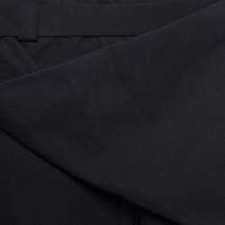 Pre Owned Balenciaga Black Cotton Blend Draped Belted Cuff Trousers M
