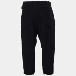 Pre Owned Balenciaga Black Crepe Draped Capri Trousers M