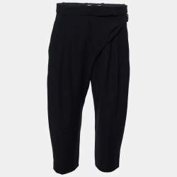 Pre Owned Balenciaga Black Crepe Draped Capri Trousers M