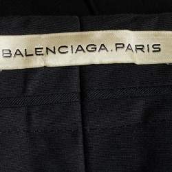 Pre Owned Balenciaga Black Crepe Draped Capri Trousers M