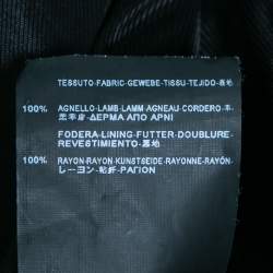 Pre Owned Balenciaga Black Leather Quilted Detail Zip Front Biker Jacket L