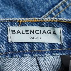 Pre Owned Balenciaga Indigo Two Tone Denim Rockabilly Jeans M 