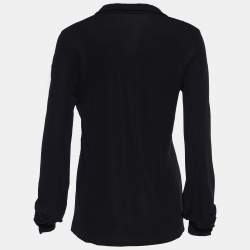 Pre Owned Balenciaga Black Jersey V-Neck Top S