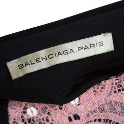 Pre Owned Balenciaga Pink Lace Sequin Embellished Sleeveless Top L
