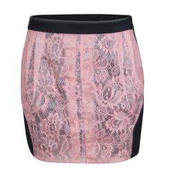 Balenciaga Pink Lace Sequin Embellished Skirt M