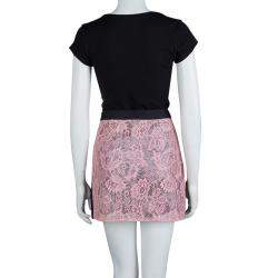 Balenciaga Pink Lace Sequin Embellished Skirt M