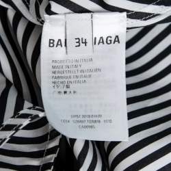 Pre Owned Balenciaga Black Striped Cotton Neck Tie Detail Oversized Shirt S