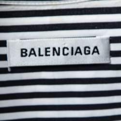 Pre Owned Balenciaga Black Striped Cotton Neck Tie Detail Oversized Shirt S