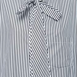Pre Owned Balenciaga Black Striped Cotton Neck Tie Detail Oversized Shirt S