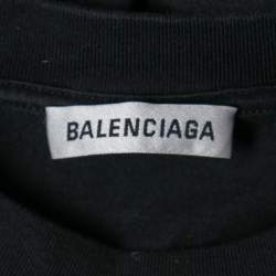 Pre Owned Balenciaga Black Cotton Paris Logo Printed T-Shirt S