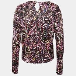 مملوكة مسبقًا Balenciaga Multicolor Marble Print Long-Sleeve Knit Top M