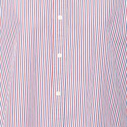 Pre Owned Balenciaga Red & Blue Striped Cotton Oversized Shirt S   