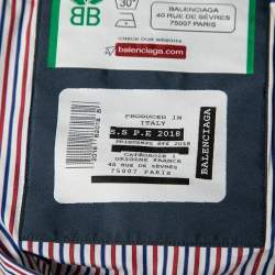 Pre Owned Balenciaga Red & Blue Striped Cotton Oversized Shirt S   