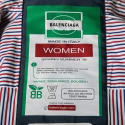 Pre Owned Balenciaga Red & Blue Striped Cotton Oversized Shirt S   