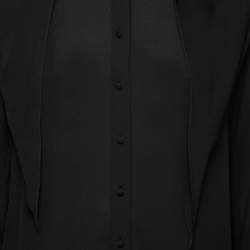 Pre Owned Balenciaga Black Silk Crepe Neck Tie Detail Long Sleeve Blouse M