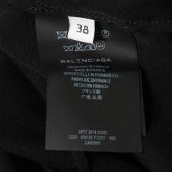 Pre Owned Balenciaga Black Silk Crepe Neck Tie Detail Long Sleeve Blouse M
