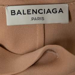 Pre Owned Balenciaga Beige Silk Crepe Neck Tie Detail Button Front Blouse M