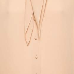Pre Owned Balenciaga Beige Silk Crepe Neck Tie Detail Button Front Blouse M