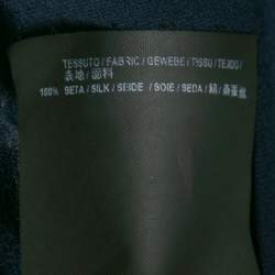 Pre Owned Balenciaga Dark Blue Silk Front-Tie Handkerchief Sleeve Top M