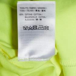 Pre Owned Balenciaga Neon Yellow Political Campaign Logo Print Cotton T-Shirt S