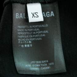 Pre Owned Balenciaga Black Logo Print Cotton Crewneck T-Shirt XS  