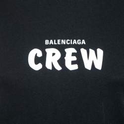 Pre Owned Balenciaga Black Logo Print Cotton Crewneck T-Shirt XS  