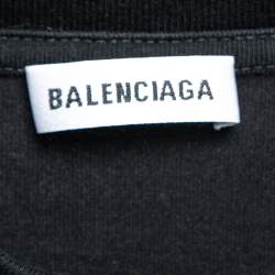 Pre Owned Balenciaga Black Logo Print Cotton Crewneck T-Shirt XS  