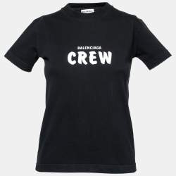 Pre Owned Balenciaga Black Logo Print Cotton Crewneck T-Shirt XS  