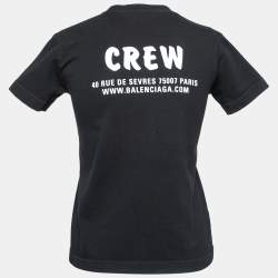 Pre Owned Balenciaga Black Logo Print Cotton Crewneck T-Shirt XS  