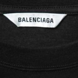 Pre Owned Balenciaga Black Language Print Oversize Cotton T-Shirt XXS
