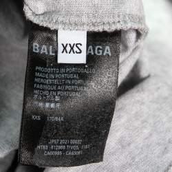 Pre Owned Balenciaga Wardrobe Unisex Grey Logo Printed Cotton Knit T Shirt XXS