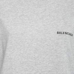 Pre Owned Balenciaga Wardrobe Unisex Grey Logo Printed Cotton Knit T Shirt XXS