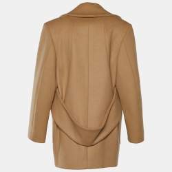 Balenciaga Light Brown Wool Button Front Short Coat S