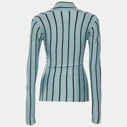 Pre Owned Balenciaga Light Blue Striped Silk Knit Top S