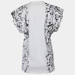 Pre Owned Balenciaga White Abstract Print Cotton Crew Neck T-Shirt M