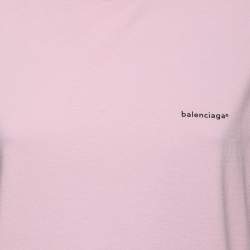 مملوكة مسبقًا Balenciaga Pink Cotton Logo T-Shirt L