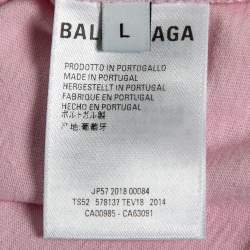 مملوكة مسبقًا Balenciaga Pink Cotton Logo T-Shirt L