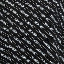 Pre Owned Balenciaga Black Logo Patterned Cotton T-Shirt M