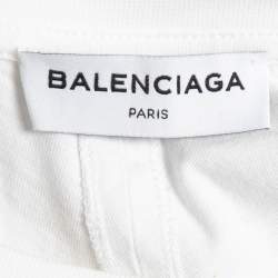 Pre Owned Balenciaga White Logo Printed Cotton Oversized T-Shirt M