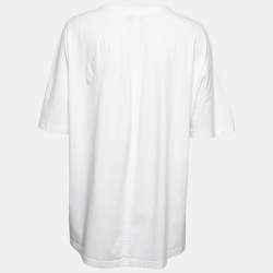 Pre Owned Balenciaga White Logo Printed Cotton Oversized T-Shirt M