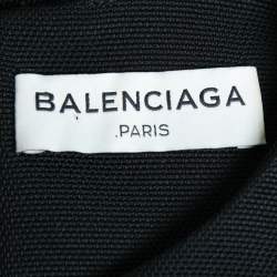 Pre Owned Balenciaga Black & Yellow Paneled Crepe Asymmetric Hem Dress S