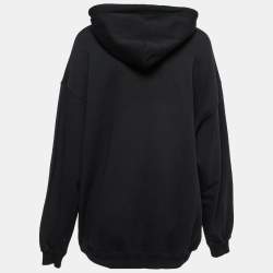 Pre Owned Balenciaga Black Cotton Logo Printed Hoodie XS