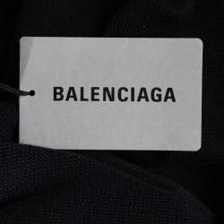 Pre Owned Balenciaga Black Cotton Logo Printed Hoodie XS