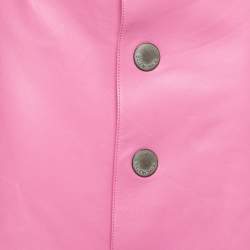 Balenciaga Baby Pink Leather Buttoned Midi Skirt M  