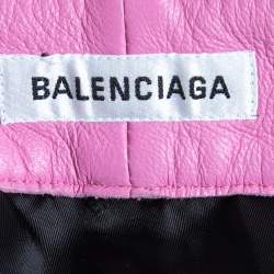 Balenciaga Baby Pink Leather Buttoned Midi Skirt M  