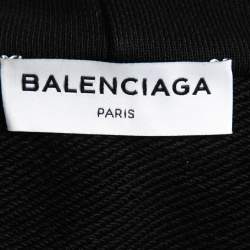 Balenciaga Black Cotton Multi-City Logo Print Hooded Sweatshirt M