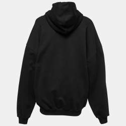 Balenciaga Black Cotton Multi-City Logo Print Hooded Sweatshirt M
