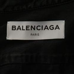 Pre Owned Balenciaga Black Denim Swing Collar Oversized Shirt S
